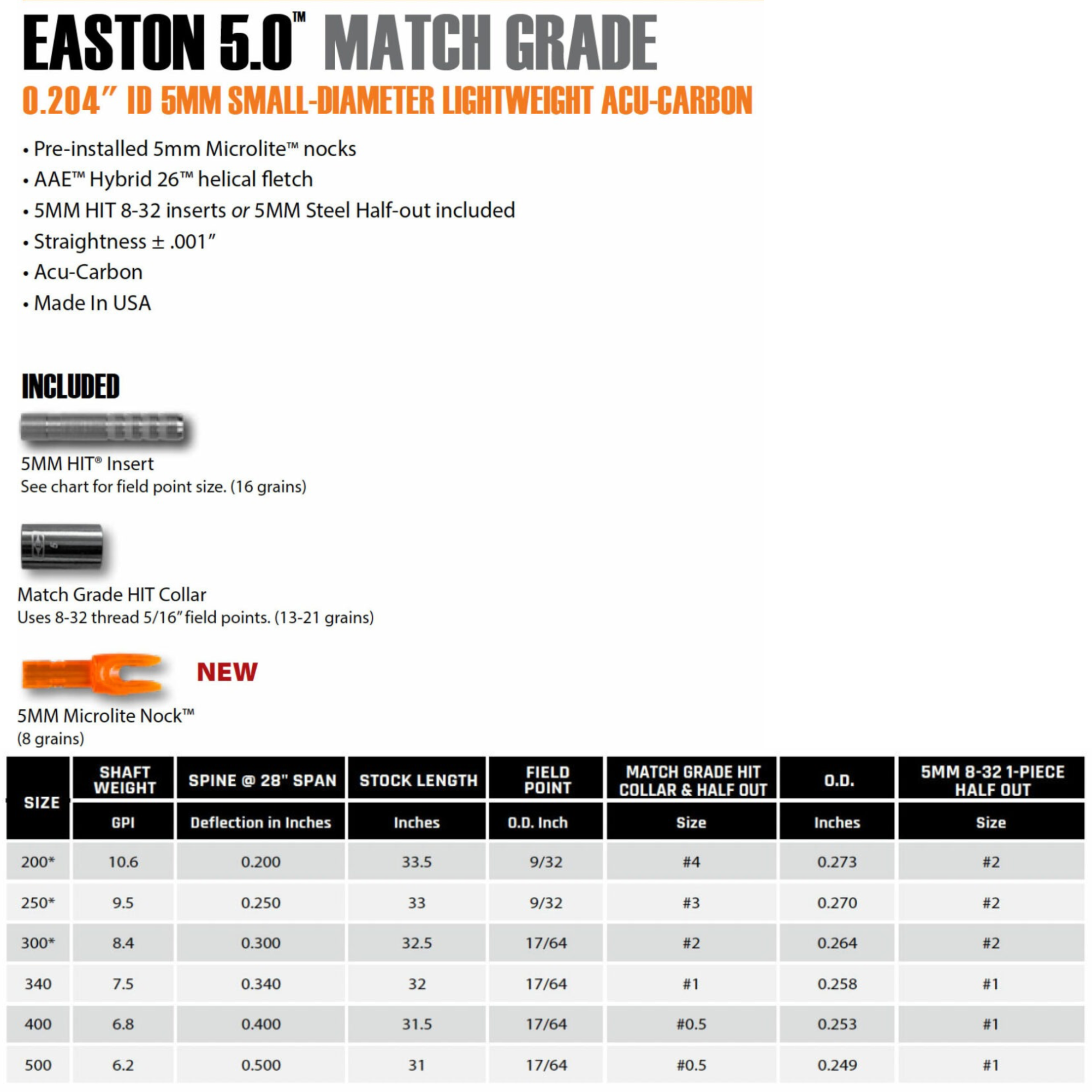 Easton 5.0  Arrows