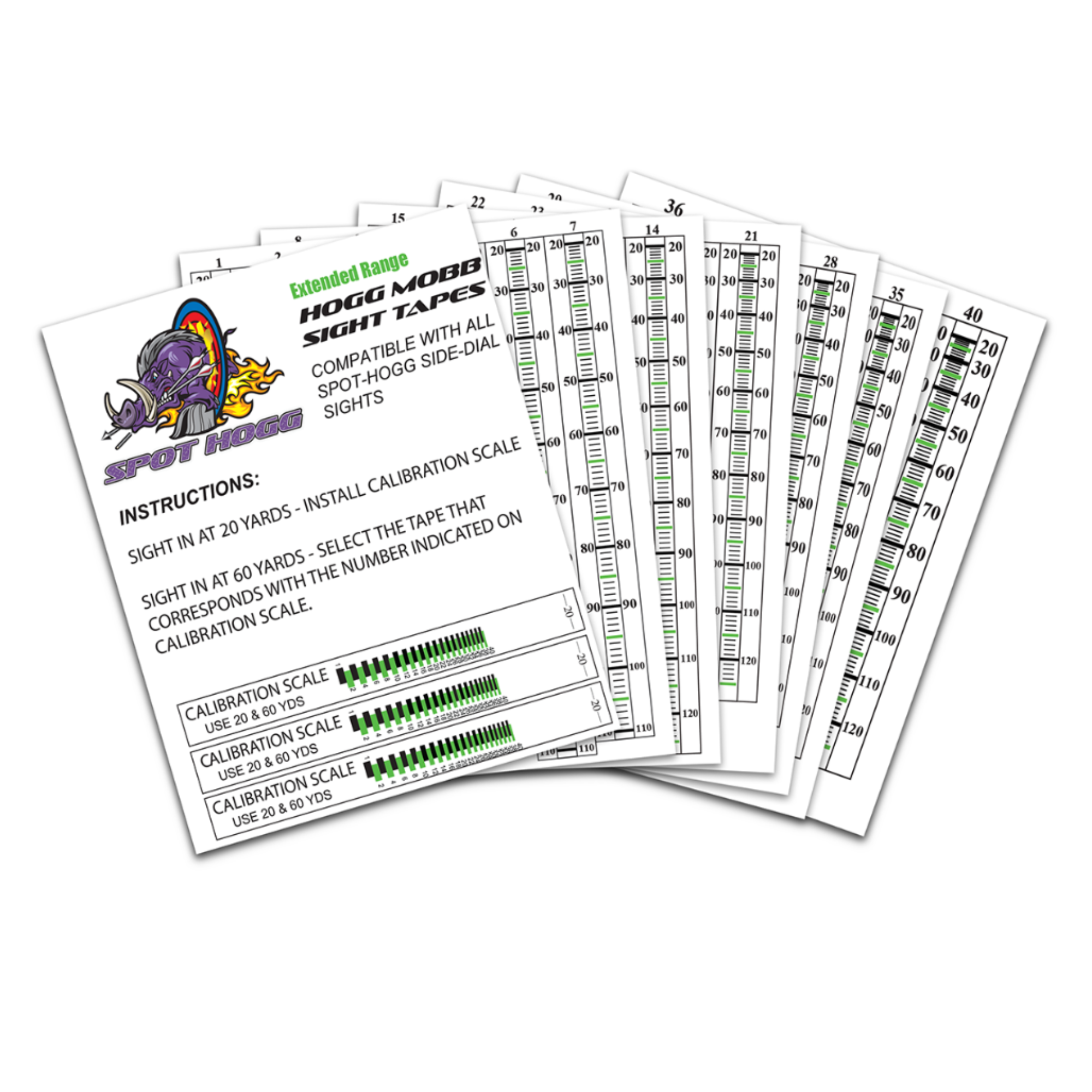 Spot Hogg Sight Tapes - Extended Range-Green