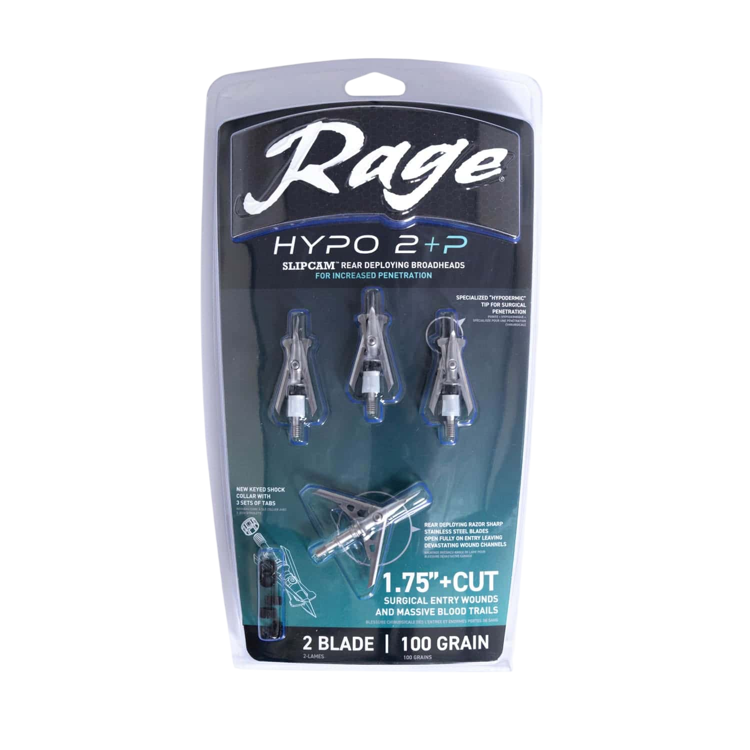 Rage Hypo 2 +P Mechanical Broadheads (4-Pack)