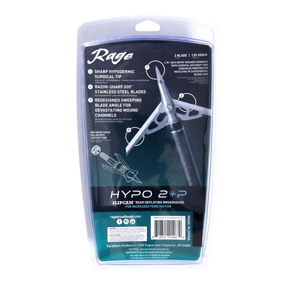 Rage Hypo 2 +P Mechanical Broadheads (4-Pack)