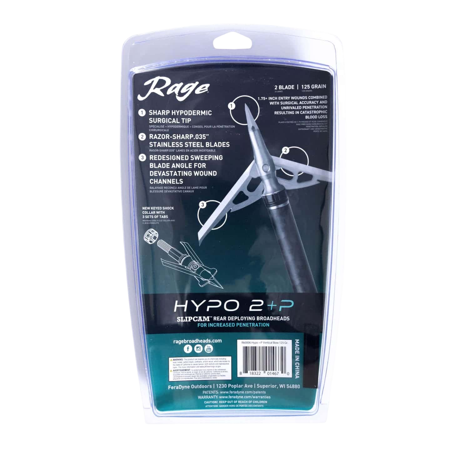 Rage Hypo 2 +P Mechanical Broadheads (4-Pack)