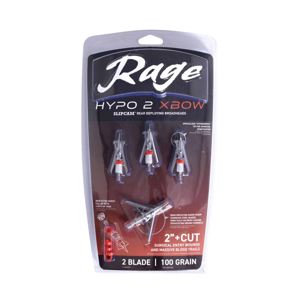 Rage Hypo 2 Crossbow Mechanical Broadheads (4-Pack)