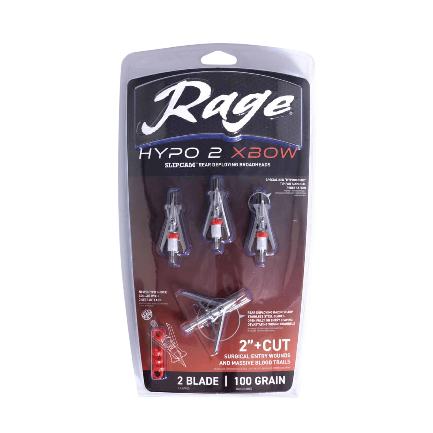 Rage Hypo 2 Crossbow Mechanical Broadheads (4-Pack)