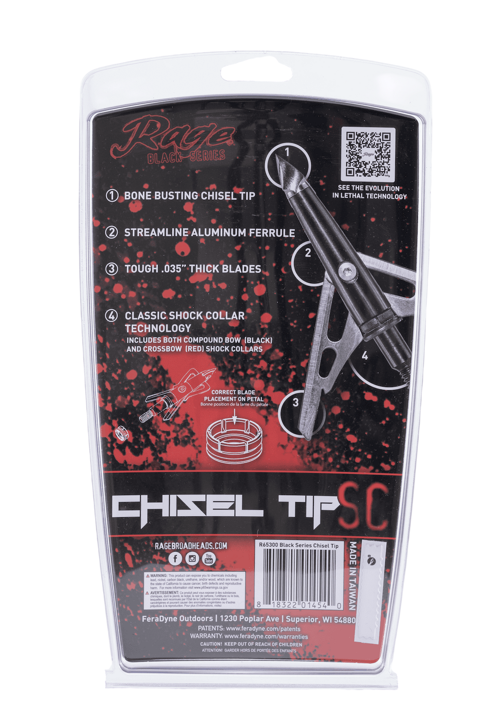 Rage Black Series Chisel Tip 2-Blade Broadheads