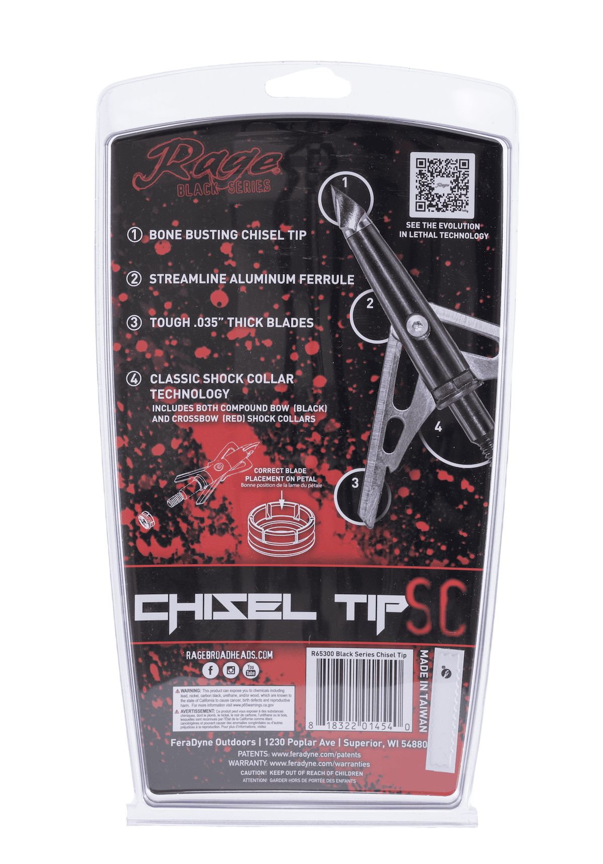 Rage Black Series Chisel Tip 2-Blade Broadheads