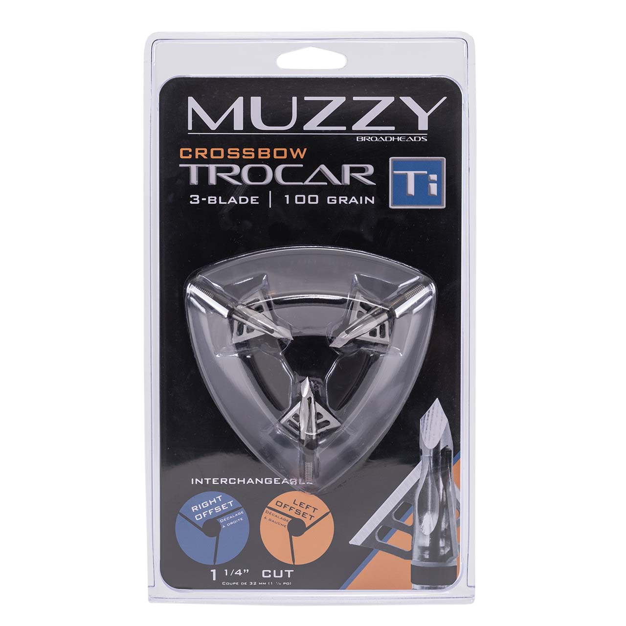 Muzzy Trocar Ti Titanium Ferrule Broadheads 100-Grain (3-Pack)