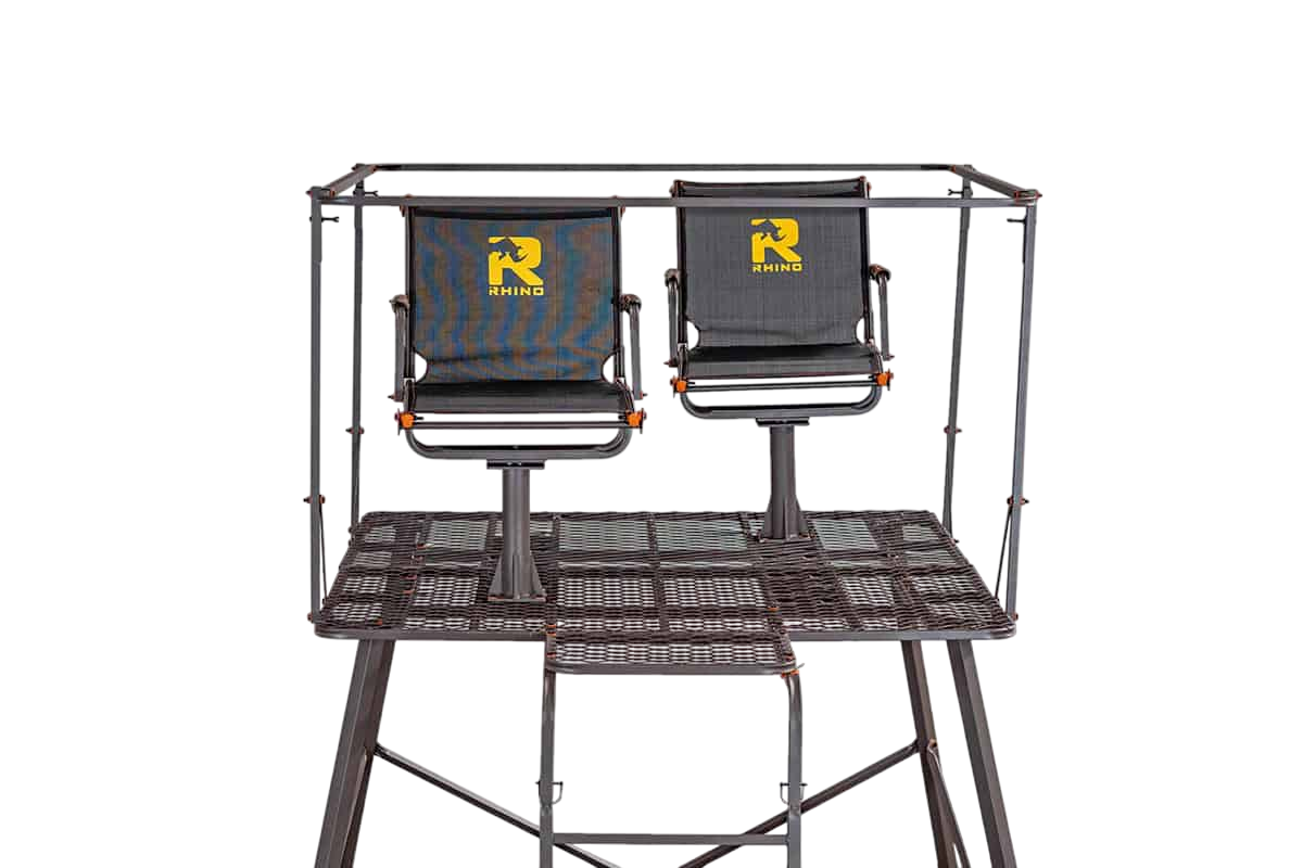 Rhino 10-Foot Quadpod Tree Stand – 2 Swivel Chairs