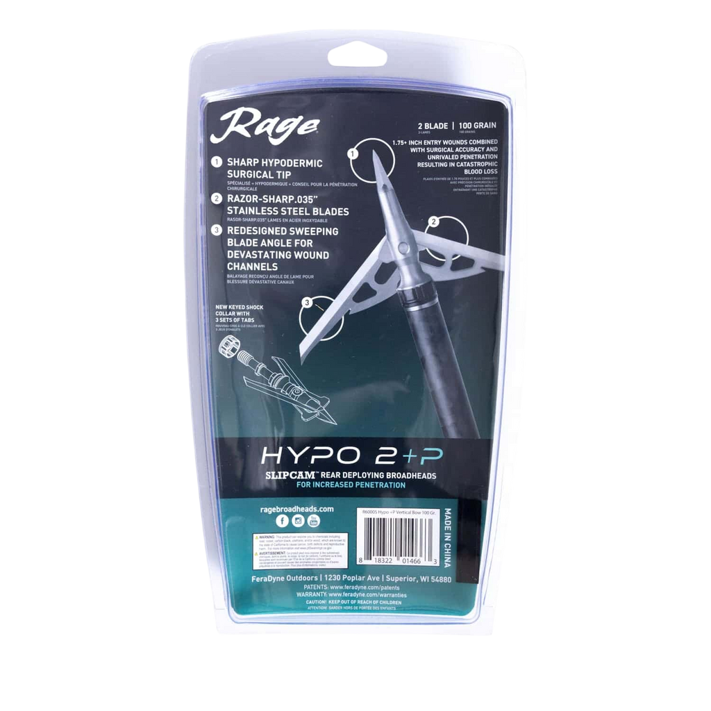 Rage Hypo 2 +P Mechanical Broadheads (4-Pack)