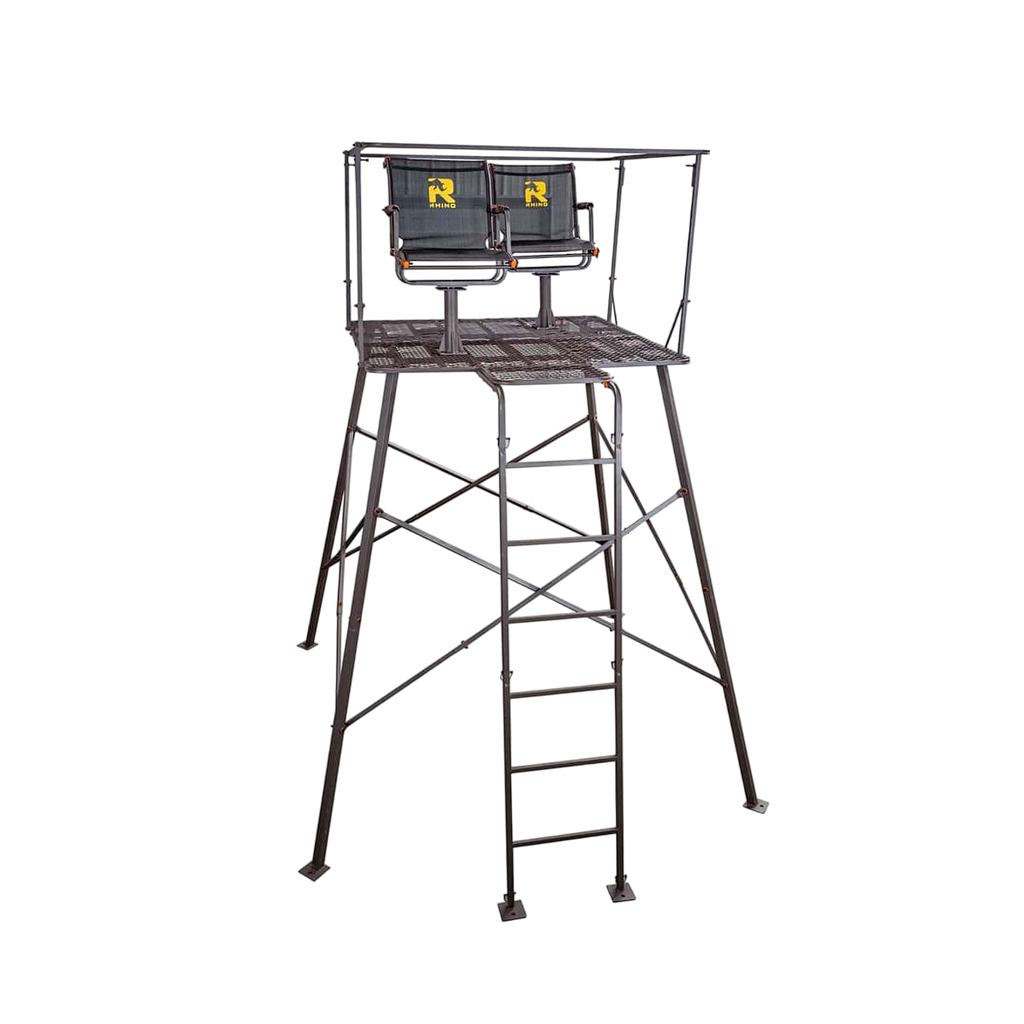 Rhino 10-Foot Quadpod Tree Stand – 2 Swivel Chairs