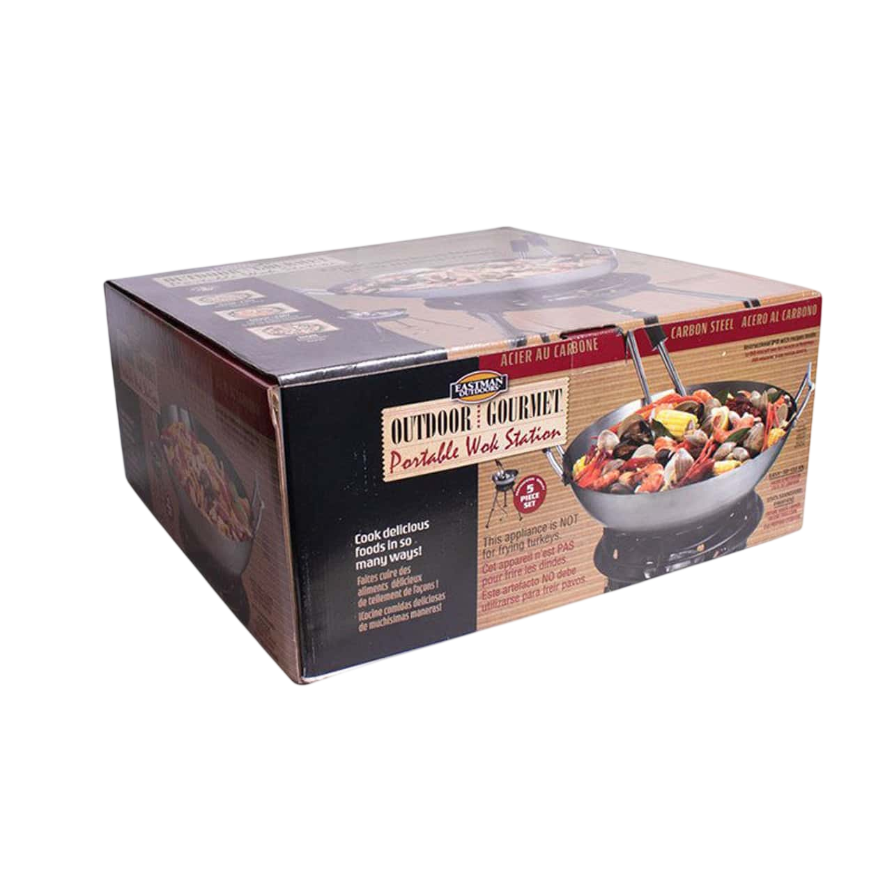 Eastman Outdoors 22" Carbon Steel Wok Kit with Big Kahuna 65,000 BTU Burner