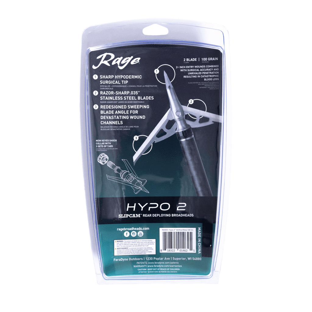 Rage Hypo 2 Mechanical Broadheads (4-Pack)