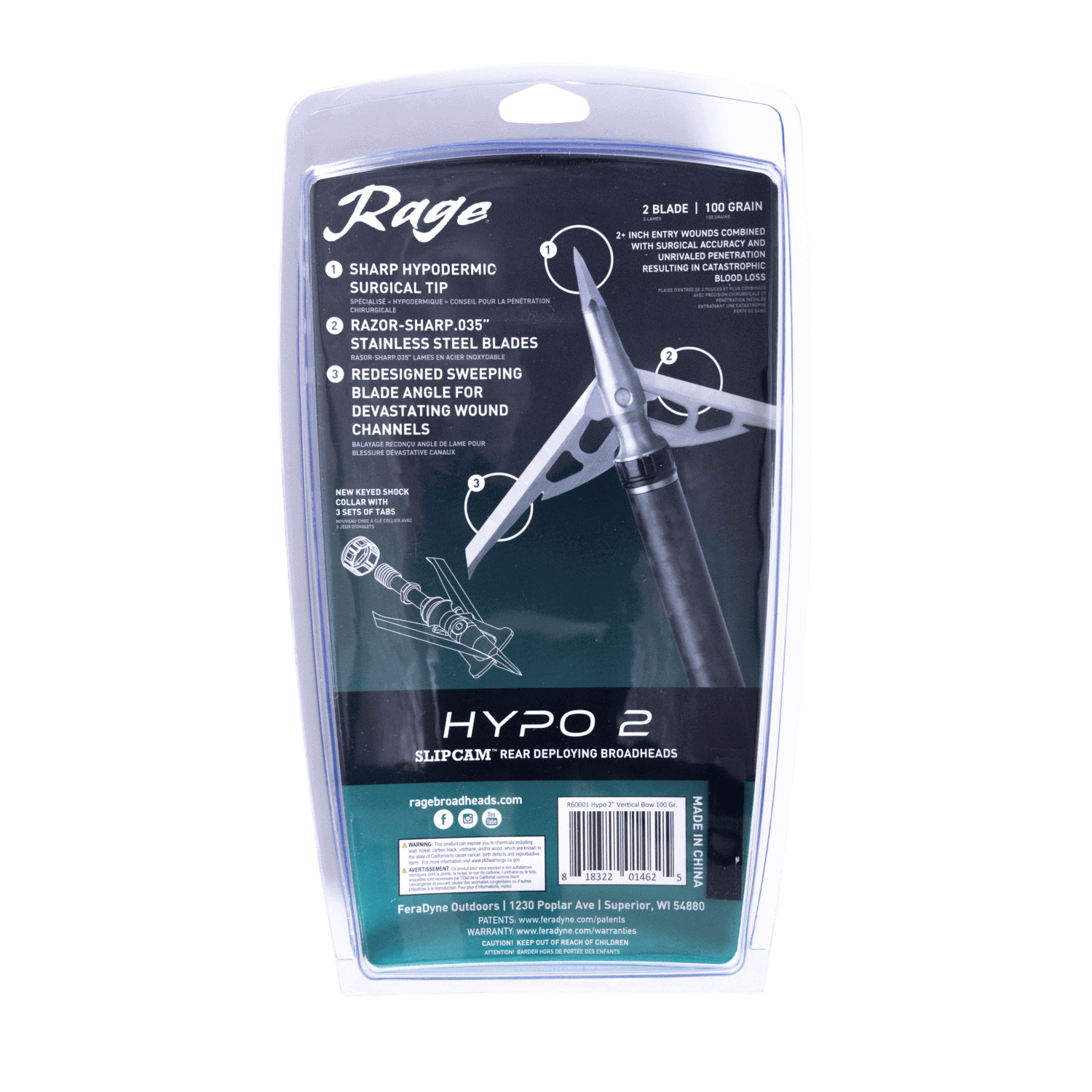 Rage Hypo 2 Mechanical Broadheads (4-Pack)